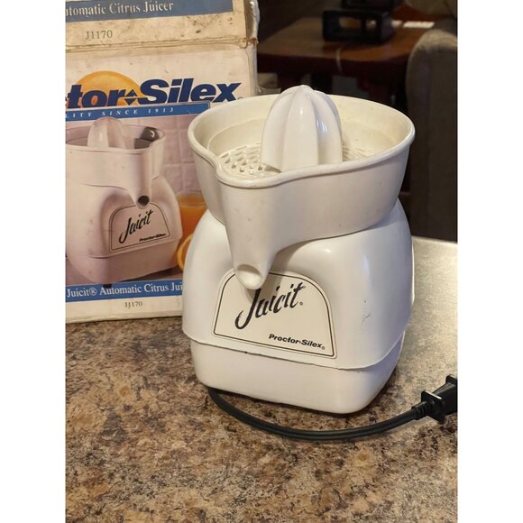 Vtg Proctor Silex Juicit Automatic Ceramic Reamer J1170 Citrus Juicer White - Picture 1 of 12
